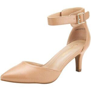 Dream Pairs Women's Taupe Pu Faux Suede pointed Toe Kitten Heels Pumps Shoes